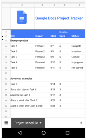google sheets for android