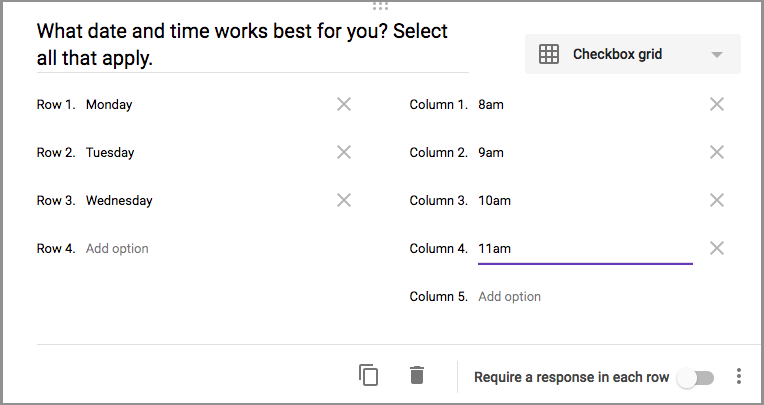 Checkbox grid 1